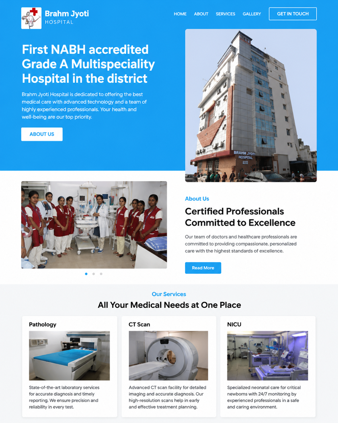 Braham Jyoti Hospital website showcase